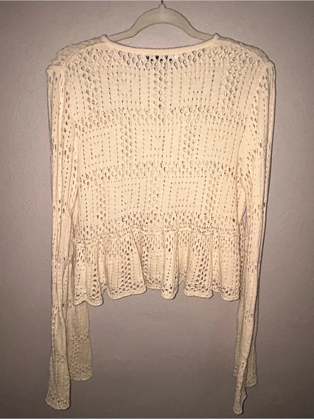 Zara Crochet Ruffle Hem Knit button cardigan Sweater - Cream - Picture 3 of 4